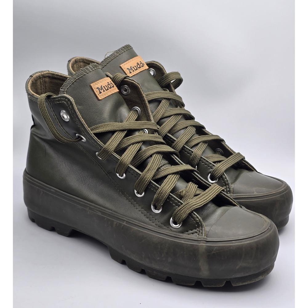 Mudd Jupiter Women's 7.5 Olive Green Rubber High Top Platform Boots Sneaker